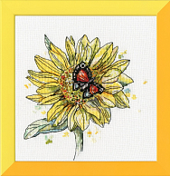 Вышивка М-017 Бабочка на подсолнухе